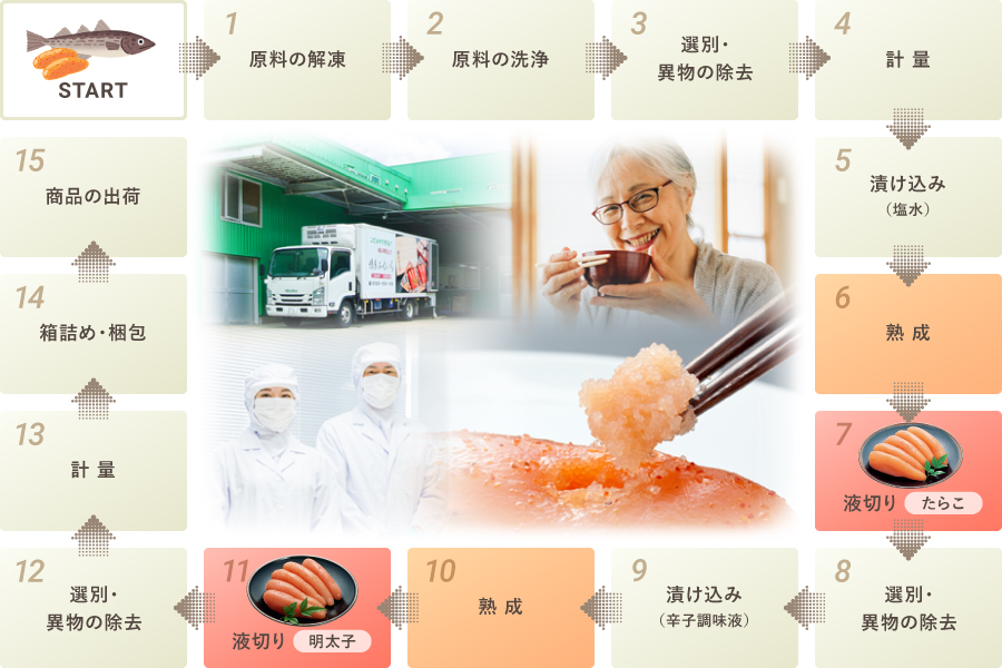博多ふくいちの明太子ができるまで